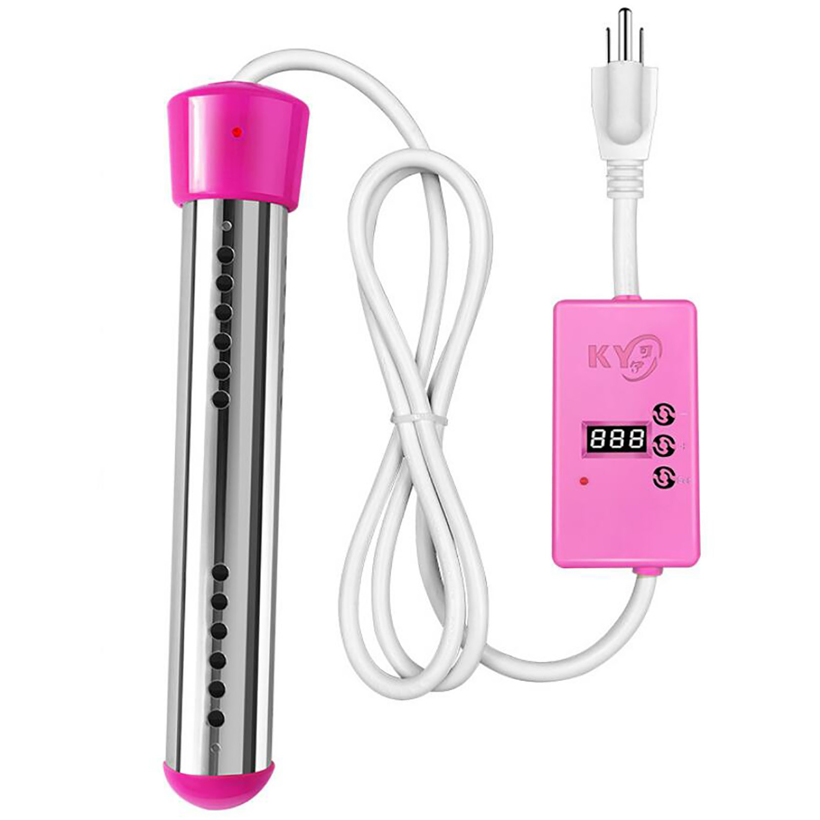 Plertrvy 1X Heater, Us Standard Sheathed Model Hot Water Heater Heater Intelligent Timing Automatic Power Off Model Pink, 1500W Stainless Steel Household Inflatable Swimming Pool Bathtub Heater, Pink